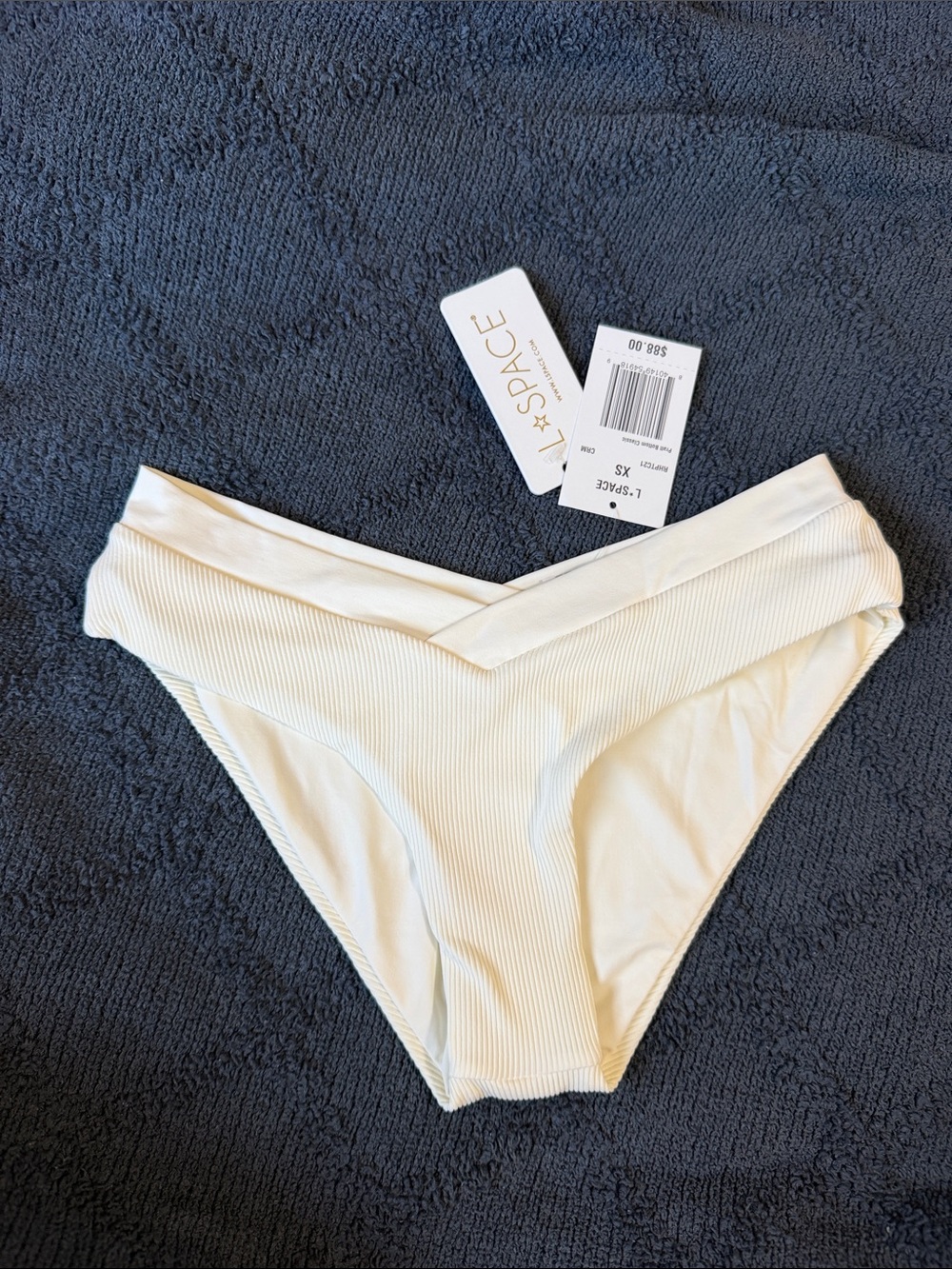 l*space Ivory Ribbed V-Waist Bikini Bottom xs